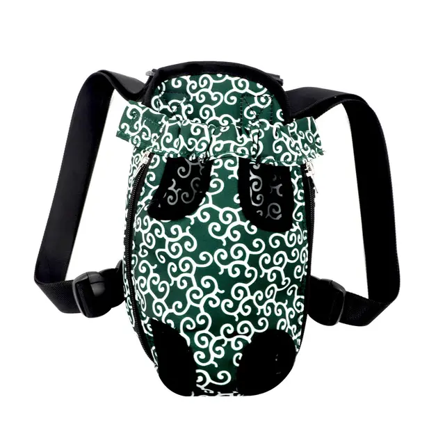 Outing Portable Canvas Backpack Pet Chest Backpack Breathable Portable Pet Bag Pattern Green - Shop at LoveMi