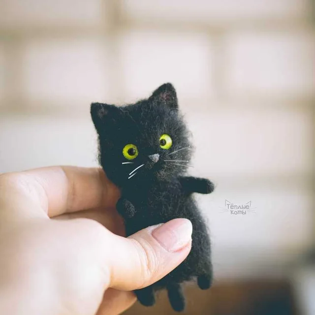 Kitten wool felt poke Le DIY material package - Little Black Cat
