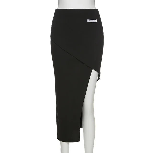 Irregular high waist tight fitting hip skirt Black - Shop at LoveMi