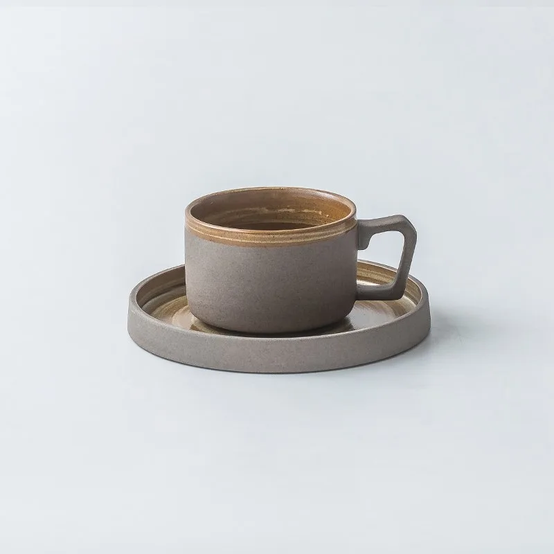 antique tableware dish set simple coarse ceramic steak plate dessert plate simple rice bowl household dish - Coffee Cup