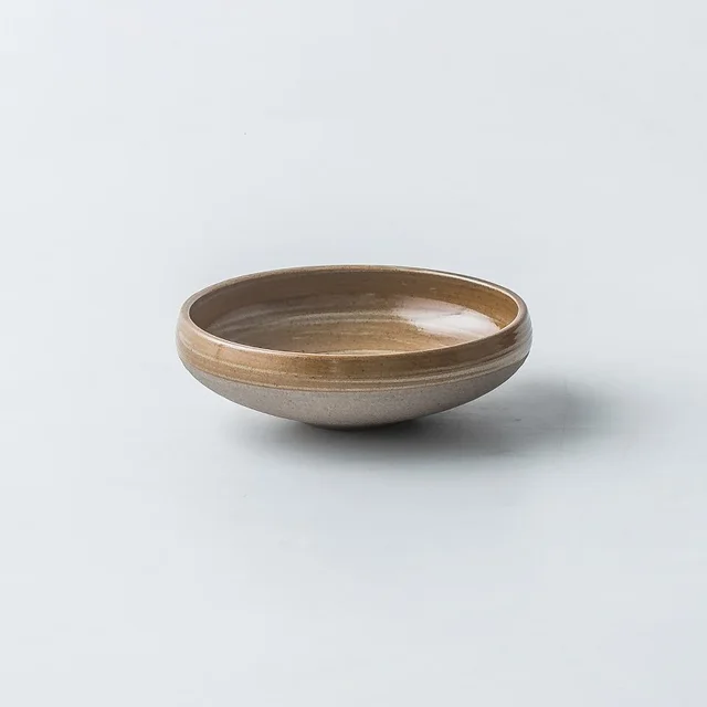antique tableware dish set simple coarse ceramic steak plate dessert plate simple rice bowl household dish - Hat Bowl