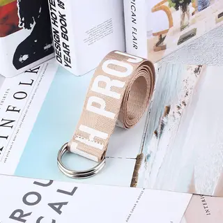Women's alphabet canvas belt - White