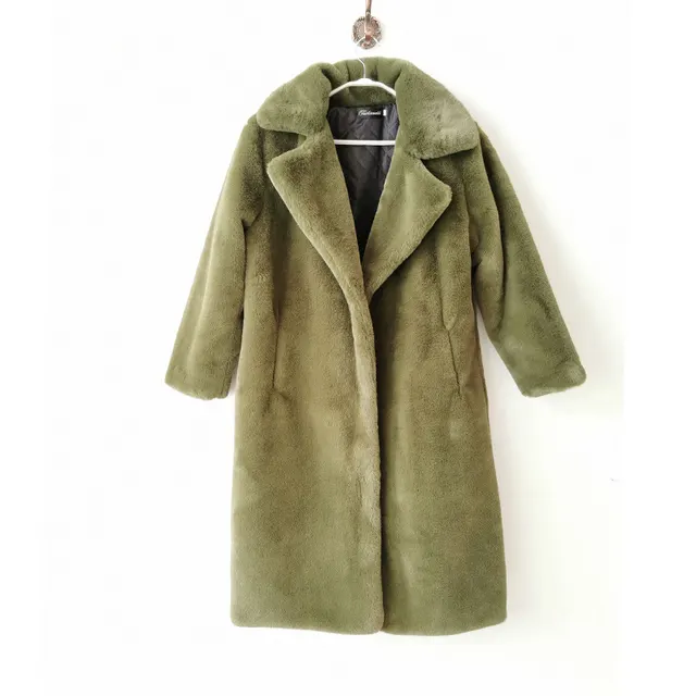 Women's plus cotton warm mink cashmere coat Dark Green - Shop at LoveMi