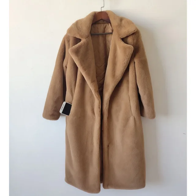 Women's plus cotton warm mink cashmere coat Khaki - Shop at LoveMi