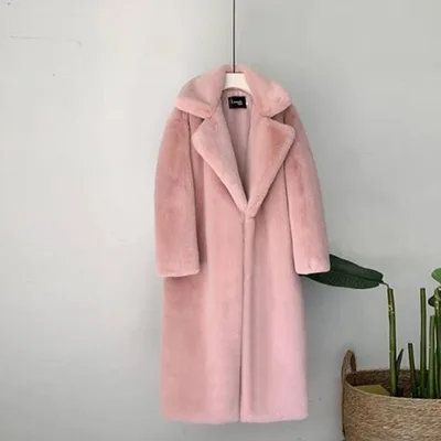 Women's plus cotton warm mink cashmere coat Pink - Shop at LoveMi