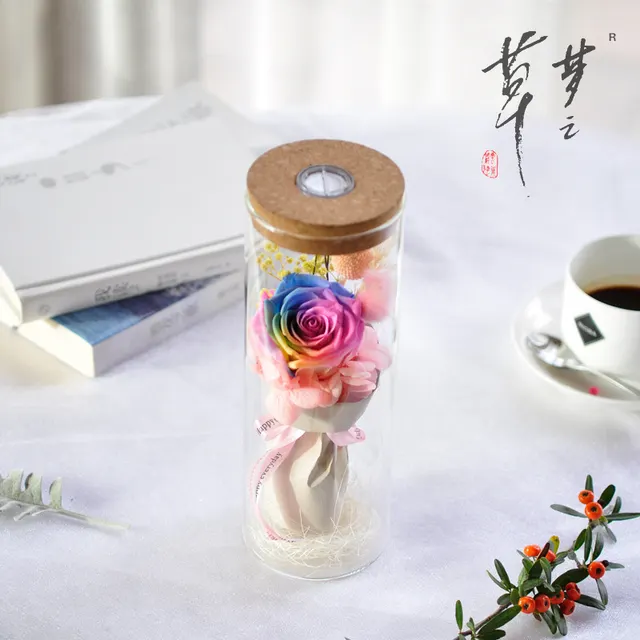 Eternal Roses Drifting Bottles Wishing Bottles Colorful Lights 38 Sections Gifts Creative Birthday Glass Cover - Color