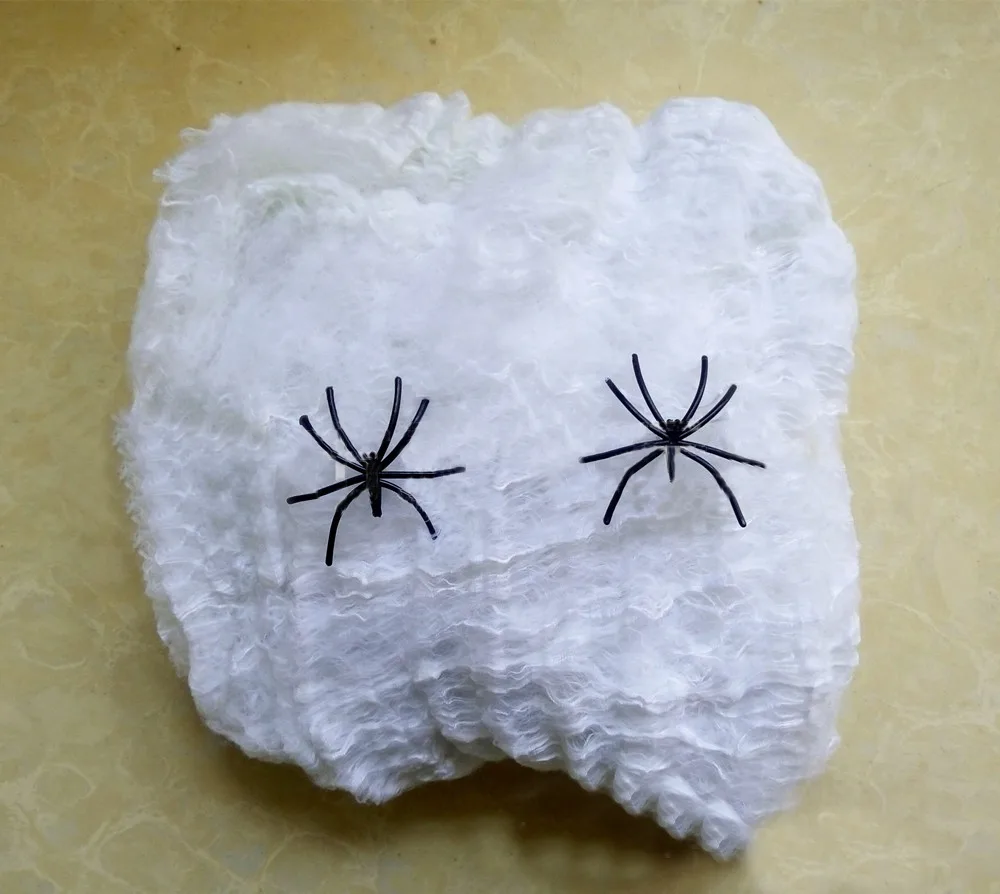 Halloween Decoration Spider Cotton Spider Web - 100G White +30 Spider - View 1