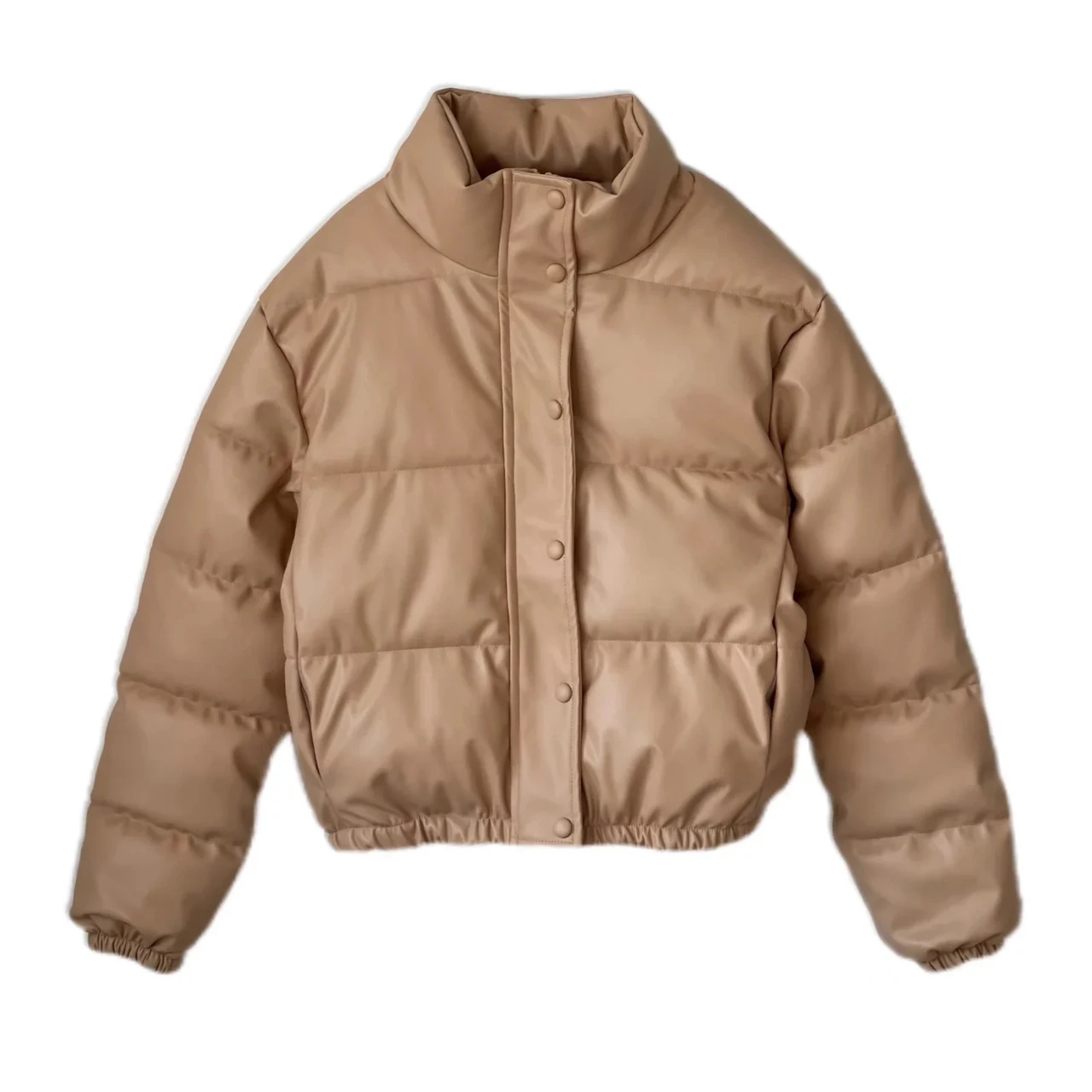 Faux leather cotton jacket - Khaki