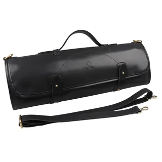 Chef Knife Storage Bag Leather Portable Chef Knife Wrap Type - Black