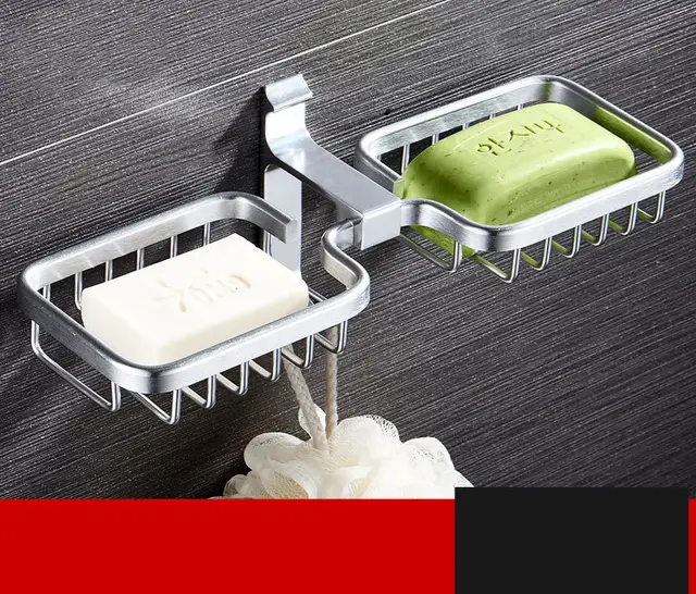 Soap Holder Double Layer Non Perforated Bathroom Drain Space Aluminum Soap Dish 1Silver - Shop at LoveMi