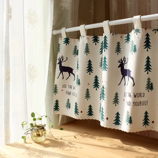 Kitchen fabric short curtains - 140X45Cm
