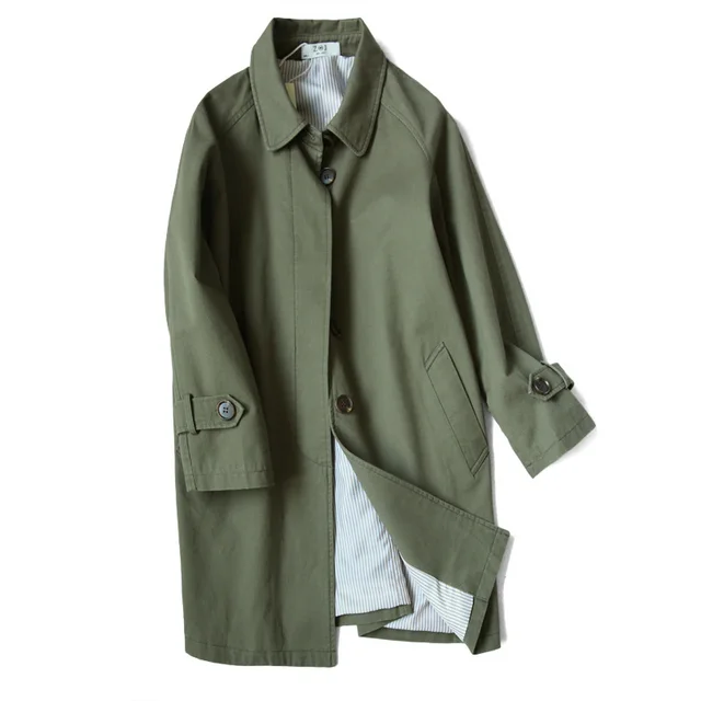 Two color single breasted coat Armygreen - Shop at LoveMi