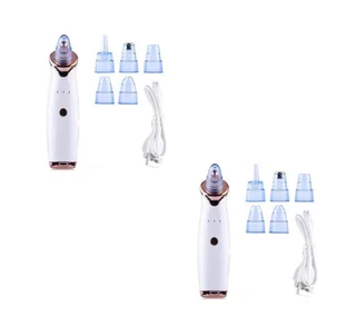Blackhead Instrument Electric Suction Facial Washing Instrument Beauty Acne Cleaning Blackhead Suction Instrument - White 2Pcs