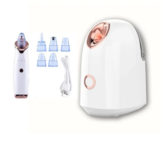 Blackhead Instrument Electric Suction Facial Washing Instrument Beauty Acne Cleaning Blackhead Suction Instrument - White Set
