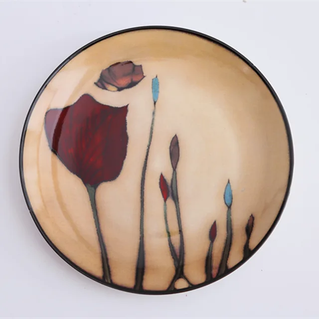 Floral round ceramic dinner plate A Flower - Shop at LoveMi