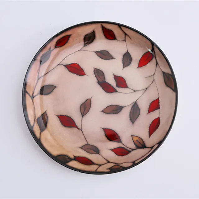 Floral round ceramic dinner plate Maple Leaf - Shop at LoveMi