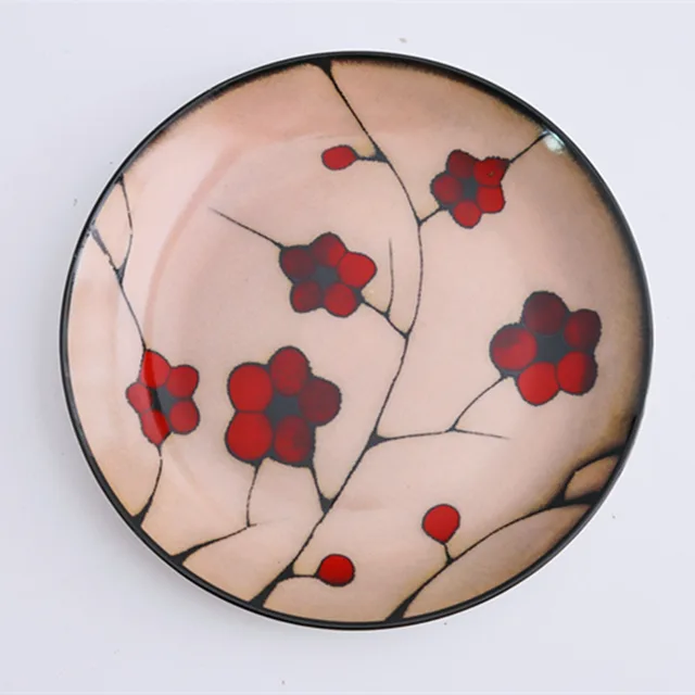 Floral round ceramic dinner plate Plum Blossom - Shop at LoveMi