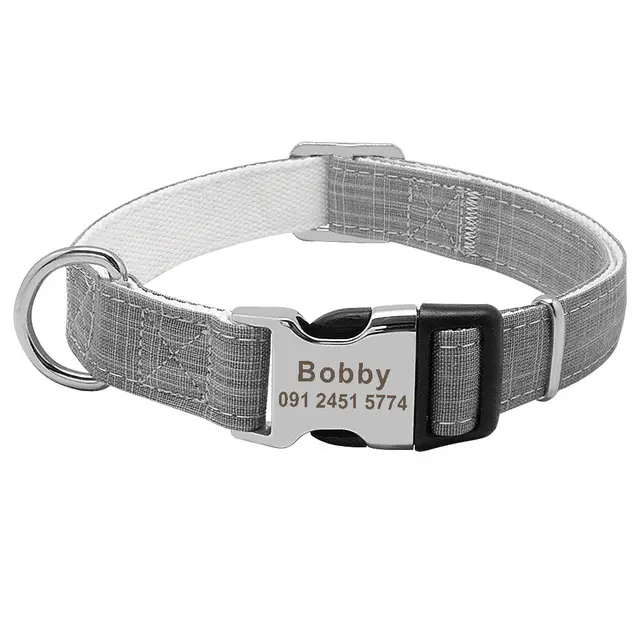 Dog Tag Custom Dog Collar Grey - Shop at LoveMi