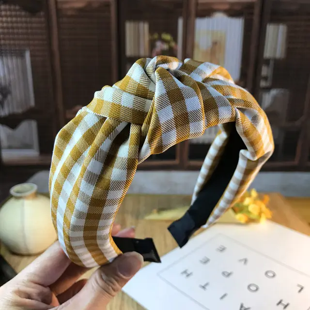 Vintage middle knotted headband Korean style Khaki - Shop at LoveMi