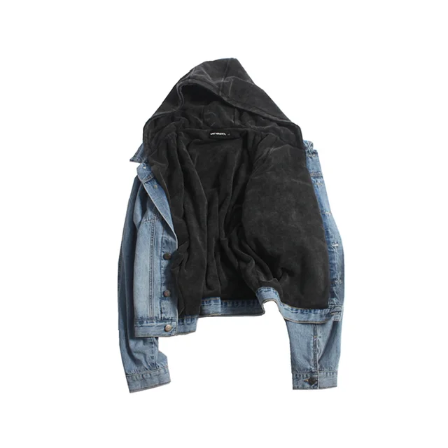 heavy two sided wash water to do old lining batik INS couple models BF wind warm denim jacket Blue - Shop at LoveMi