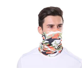 Ice silk magic turban sunscreen collar - Camouflage Orange