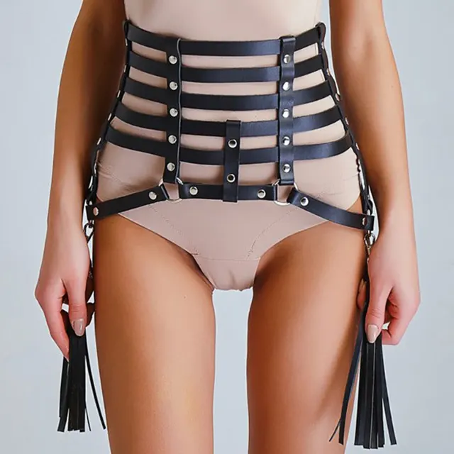 Women's Leather Skirt Sexy Bondage Leather Goods Black - Shop at LoveMi