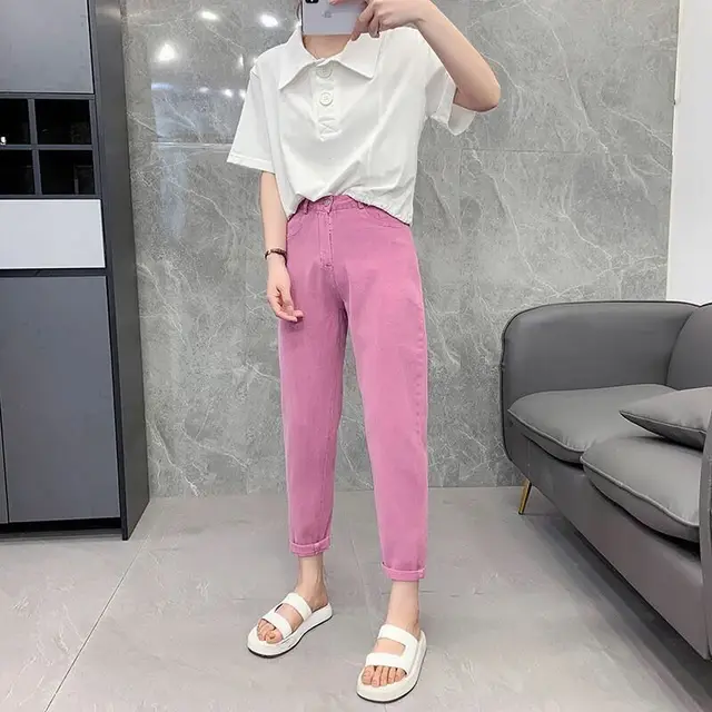 Net red all match jeans Pink - Shop at LoveMi