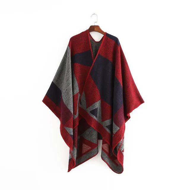 Geometric print shawl Wine Red - Shop at LoveMi