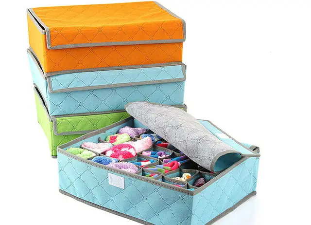 Color covered bamboo charcoal storage box - Blue