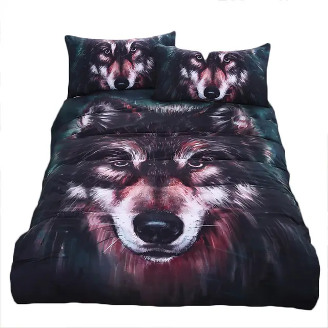 Four piece oil painting wolf print home textile kit Auq - Shop at LoveMi