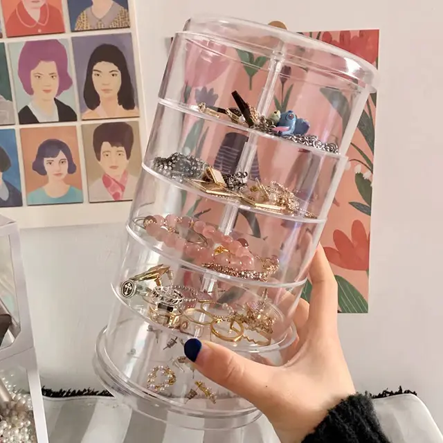 Multilayer Rotatable Plastic Jewelry Storage Box - 1Style