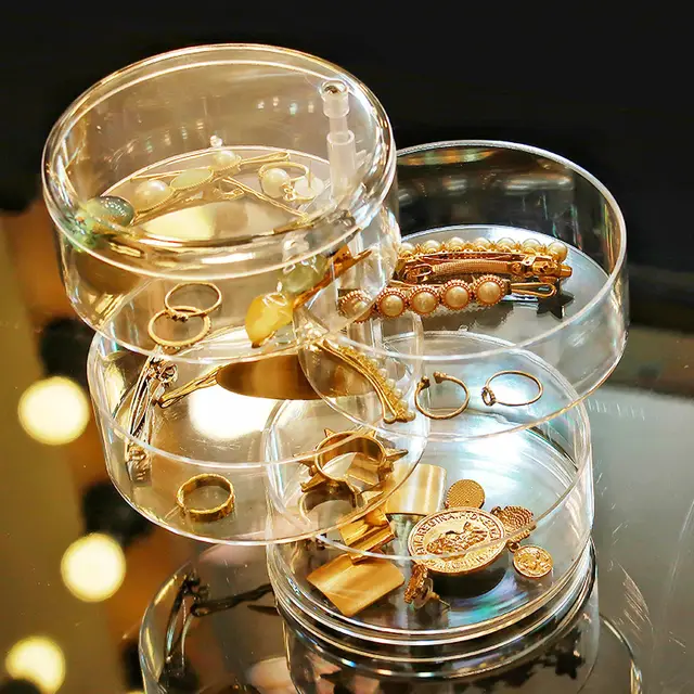 Multilayer Rotatable Plastic Jewelry Storage Box 2Style - Shop at LoveMi
