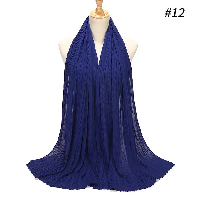 New Pearl Chiffon Pleated Hijab Scarf Cape - 12Color