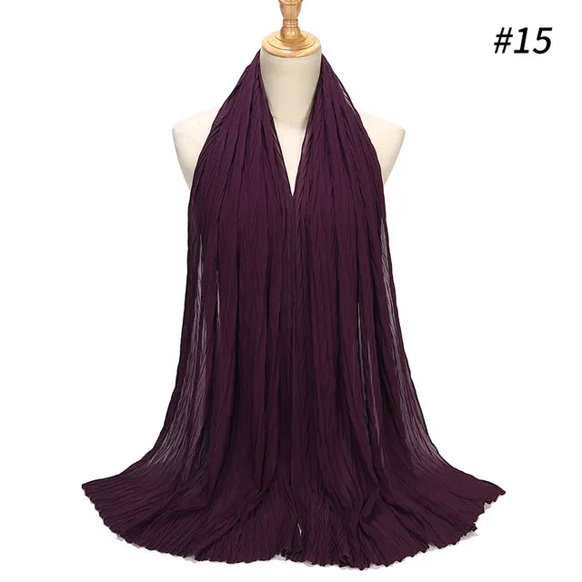 New Pearl Chiffon Pleated Hijab Scarf Cape - 15Color