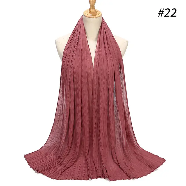 New Pearl Chiffon Pleated Hijab Scarf Cape - 22Color