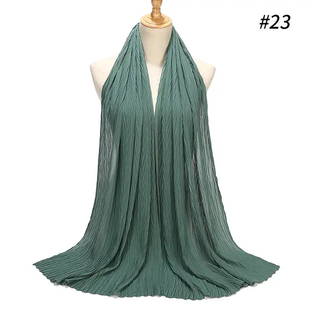 New Pearl Chiffon Pleated Hijab Scarf Cape - 23Color - View 1