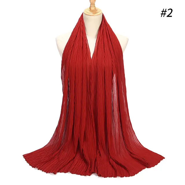New Pearl Chiffon Pleated Hijab Scarf Cape 2Color - Shop at LoveMi