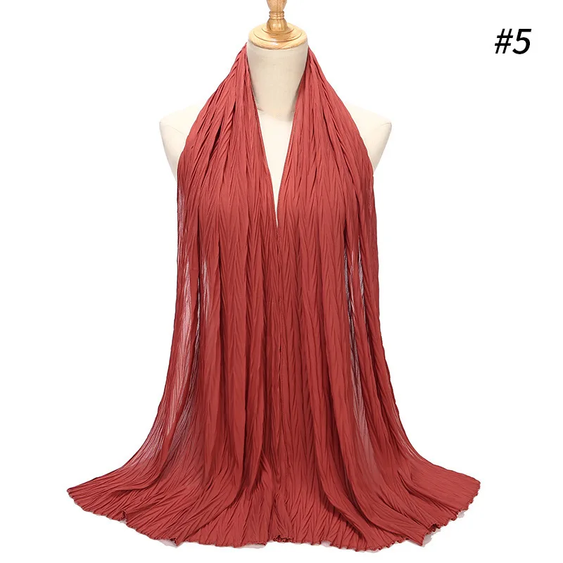 New Pearl Chiffon Pleated Hijab Scarf Cape - 5Color