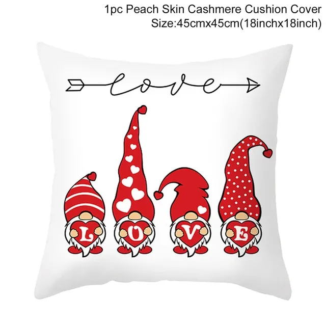 Red Cartoon Letter Series Valentine's Day Pillowcase Peach Skin Sofa Pillowcase - 12Style