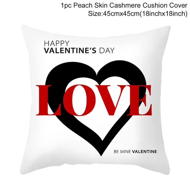 Red Cartoon Letter Series Valentine's Day Pillowcase Peach Skin Sofa Pillowcase 24Style - Shop at LoveMi