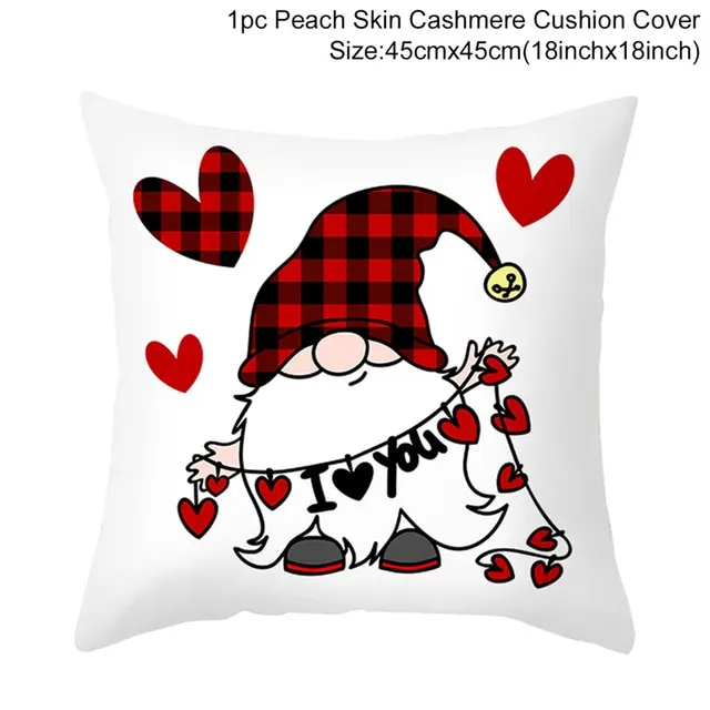 Red Cartoon Letter Series Valentine's Day Pillowcase Peach Skin Sofa Pillowcase - 3Style