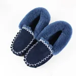 Thick flat-bottomed low-cut sheepskin black shoes ankle boots - Blue