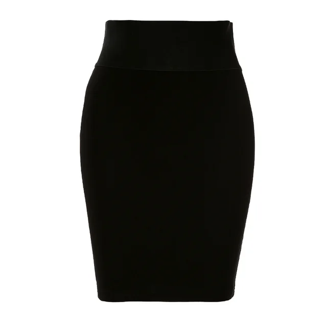 Solid color high waist sexy bag hip A line skirt Black - Shop at LoveMi