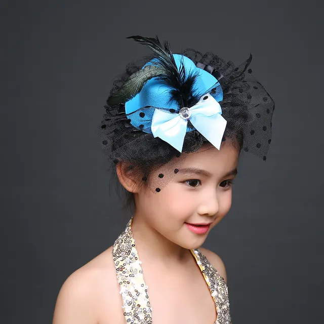 Feather lace bow topper - Light Blue