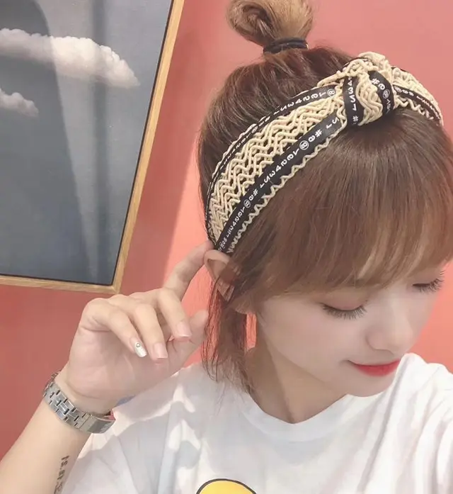 Handmade twisted letter ribbon with knotted headband in the middle Beige - Shop at LoveMi