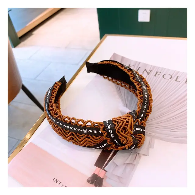 Handmade twisted letter ribbon with knotted headband in the middle Brown - Shop at LoveMi