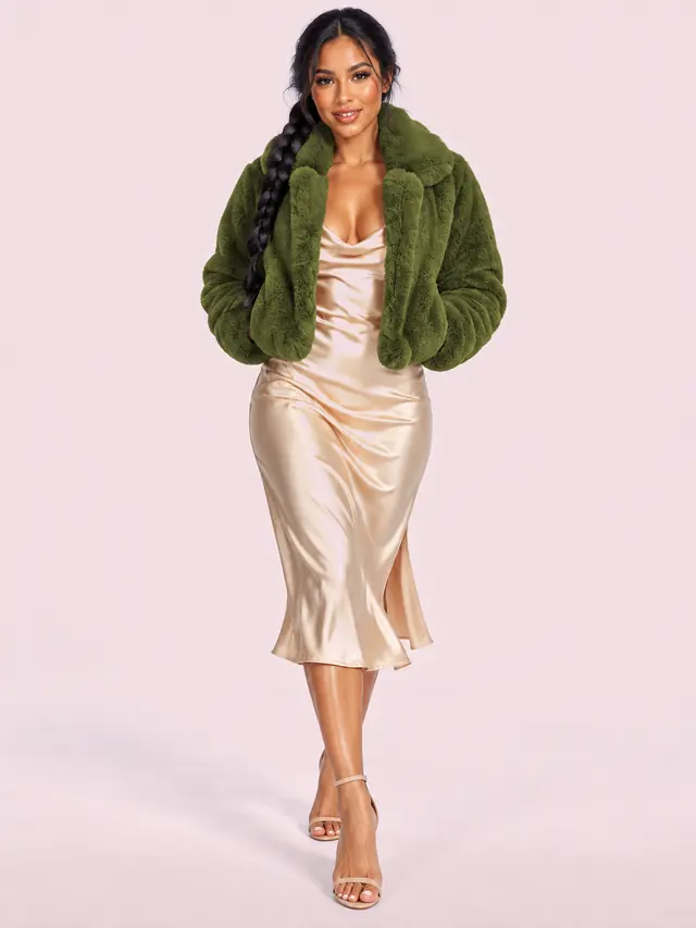 Dunhuang Hot Europe And America Autumn And Winter Loose Faux Fur Cardigan Short Jacket Fluffy CoatFabric Composition Classification Artificial Fur ... Army Green - Shop at LoveMi