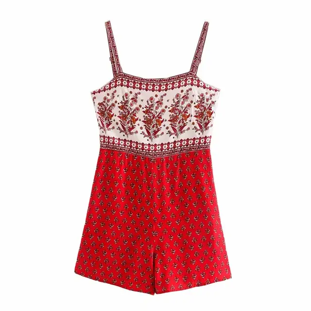 Printed elasticated jumpsuit Red - Shop at LoveMi