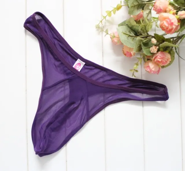 Mesh men's thong slim sexy dress - Purple