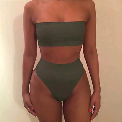 Quick selling explosive edition, fashionable chest wrapped + triangle shorts, bikini split swimsuit, sportswear 6 color spot Green - Shop at LoveMi